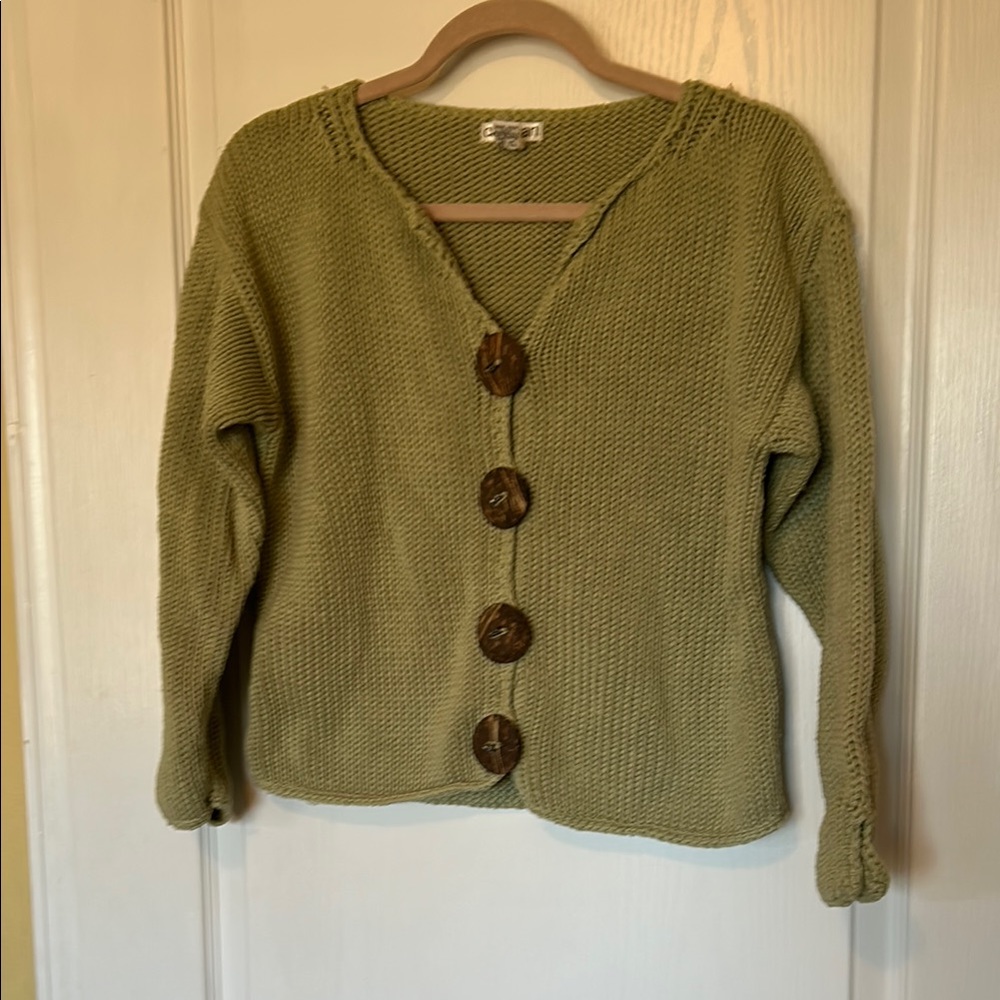 Olive Green Button-Up Sweater